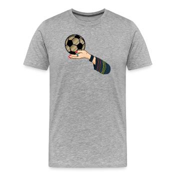 Hand with soccer ball - Men's Premium Organic T-Shirt - heather grey - Front - Damien (186cm)