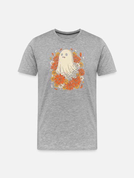Ghost Ghost Botany Flowers Blossoms Mystical - Men's Premium Organic T-Shirt - heather grey