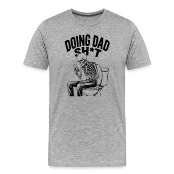 Père qui fait des conneries de papa en disant toilettes squelettes - T-shirt bio Premium Homme - gris chiné - Devant - Damien (186cm)