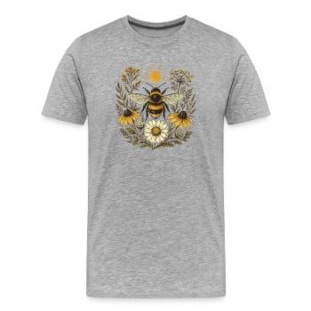 Hummel-Wildblumen - Männer Premium Bio T-Shirt - Grau meliert - Vorne - Damien (186cm)