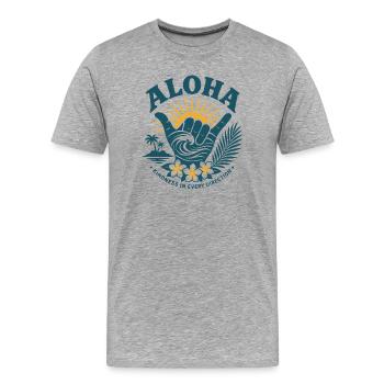 Aloha Freundlichkeit Shaka - Männer Premium Bio T-Shirt - Grau meliert - Vorne - Damien (186cm)
