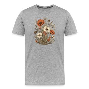 Bouquet de fleurs sauvages - T-shirt bio Premium Homme - gris chiné - Devant - Damien (186cm)