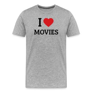 I Love Movies Saying – Funny Cinema & Film Design - Men's Premium Organic T-Shirt - heather grey - Front - Damien (186cm)