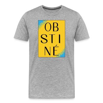 Stur im gelben Kontrast - Männer Premium Bio T-Shirt - Grau meliert - Vorne - Damien (186cm)