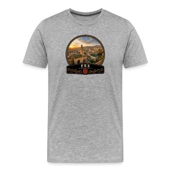 Fes Maroc Vieille ville Holiday Grès Soleil - T-shirt bio Premium Homme - gris chiné - Devant - Damien (186cm)