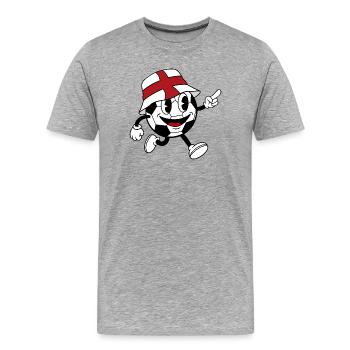 England Football Fan Retro Comic Mascot - Men's Premium Organic T-Shirt - heather grey - Front - Damien (186cm)