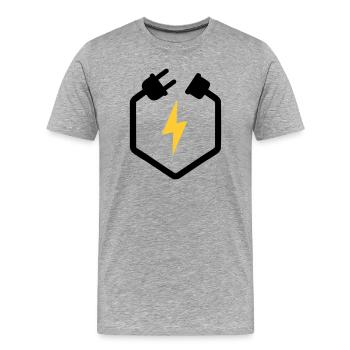 Elektriker Stecker Energie Blitz Logo - Männer Premium Bio T-Shirt - Grau meliert - Vorne - Damien (186cm)