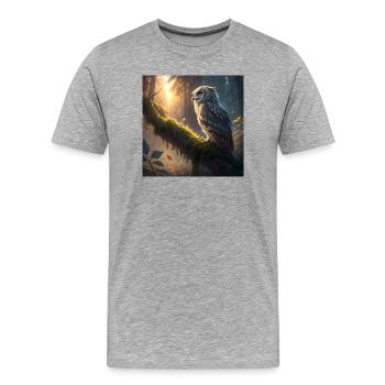 Lichtwald Eulenblick - Männer Premium Bio T-Shirt - Grau meliert - Vorne - Damien (186cm)