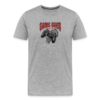 Game Over Retro Controller Grunge - Männer Premium Bio T-Shirt - Grau meliert - Vorne - Damien (186cm)