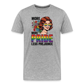 Pride Month LGBTQ - More Pride, Less Prejudice - Men's Premium Organic T-Shirt - heather grey - Front - Damien (186cm)