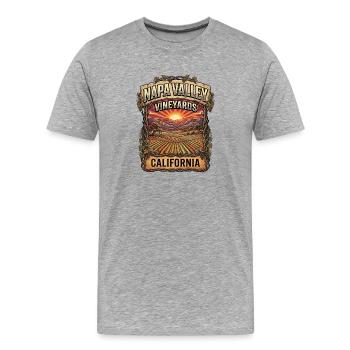 Napa Valley California Vineyard Sunset - Men's Premium Organic T-Shirt - heather grey - Front - Damien (186cm)