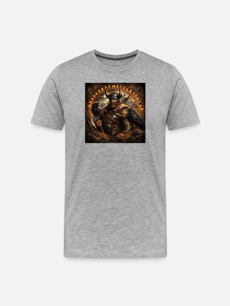 Vikinger Krieger im Runenring - Männer Premium Bio T-Shirt - Grau meliert