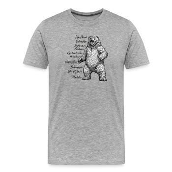 Der Bär ist los - Männer Premium Bio T-Shirt - Grau meliert - Vorne - Damien (186cm)