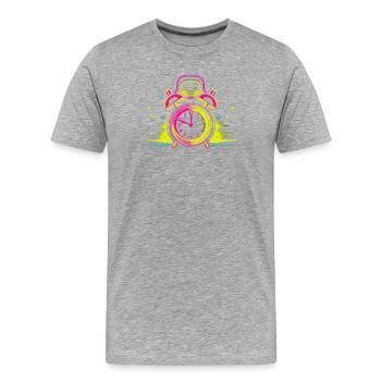Wecker Synthwave - Männer Premium Bio T-Shirt - Grau meliert - Vorne - Damien (186cm)