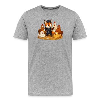Fuchs Sicherheitsheld Hof - Männer Premium Bio T-Shirt - Grau meliert - Vorne - Damien (186cm)