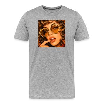 Amber Safari Vintage Glamour Portrait - Men's Premium Organic T-Shirt - heather grey - Front - Damien (186cm)