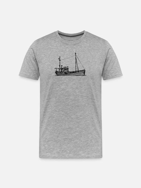 Fischkutter & Krabbenkutter - Illustration - Männer Premium Bio T-Shirt - Grau meliert