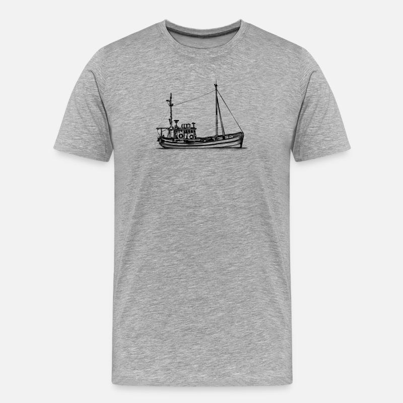 Fischkutter & Krabbenkutter - Illustration - Männer Premium Bio T-Shirt - Grau meliert