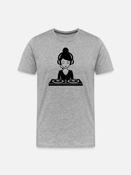 DJ Turntables Woman Festival - Men's Premium Organic T-Shirt - heather grey
