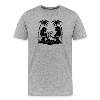 Vacationers Girls Party Palm Trees - Men's Premium Organic T-Shirt - heather grey - Front - Damien (186cm)