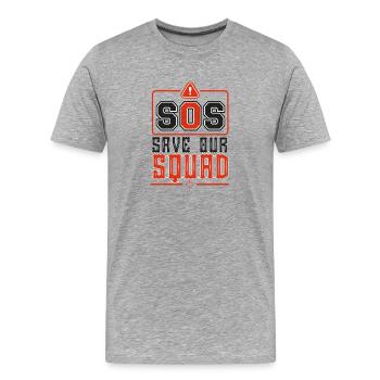 SOS Rettet unser Team - Männer Premium Bio T-Shirt - Grau meliert - Vorne - Damien (186cm)