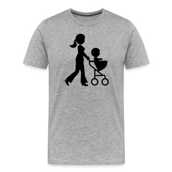 Mama Kinderwagen Baby - Männer Premium Bio T-Shirt - Grau meliert - Vorne - Damien (186cm)