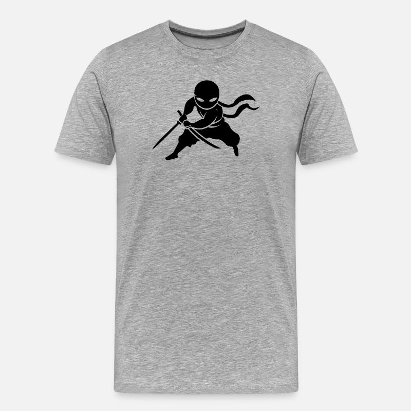 Ninja Samurai - Männer Premium Bio T-Shirt - Grau meliert