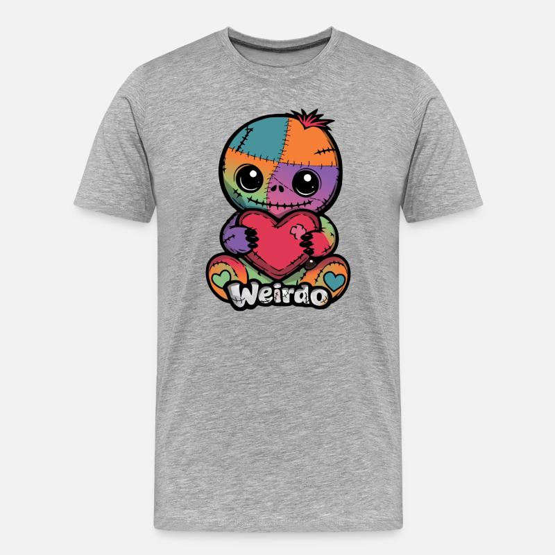 Patchwork Kuschelheld Weirdo Herz - Männer Premium Bio T-Shirt - Grau meliert