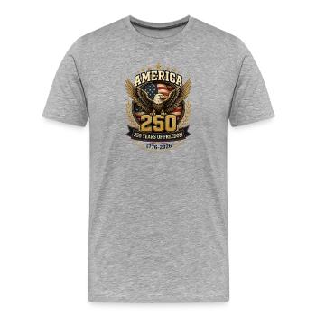 LES 250 ANS DE L' INDEPENDANCE DES ETAS UNIS -USA- - T-shirt bio Premium Homme - gris chiné - Devant - Damien (186cm)