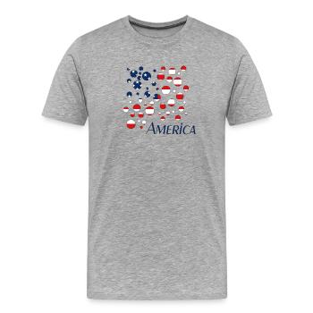Americana Flag Dots Collage - T-shirt bio Premium Homme - gris chiné - Devant - Damien (186cm)