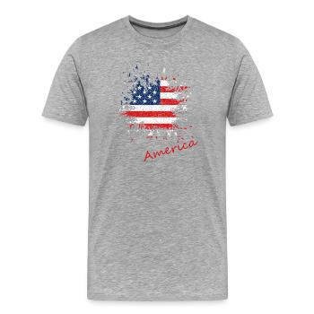 Amerikanische Splatter Flaggenkunst - Männer Premium Bio T-Shirt - Grau meliert - Vorne - Damien (186cm)