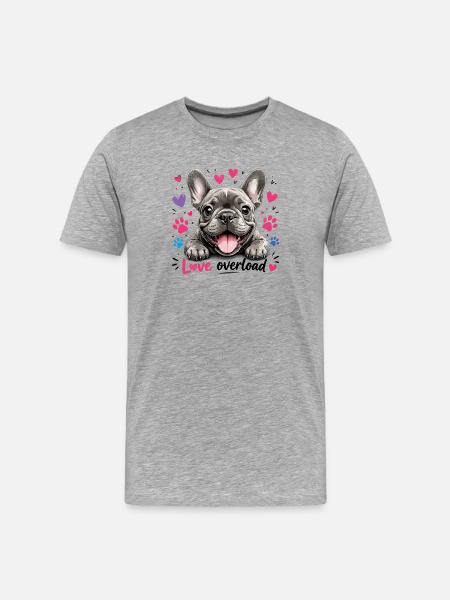 Love Overload French Bulldog Hearts - Men's Premium Organic T-Shirt - heather grey