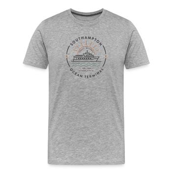 Southampton Ocean Terminal Maritime Badge - Men's Premium Organic T-Shirt - heather grey - Front - Damien (186cm)