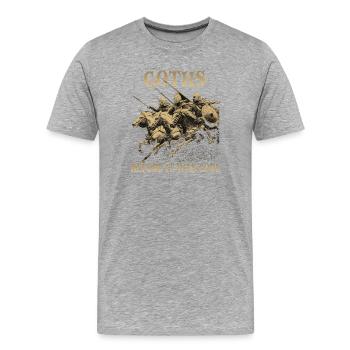 Historical Horseman Humor Motif | Late Gothic Chapel - Men's Premium Organic T-Shirt - heather grey - Front - Damien (186cm)