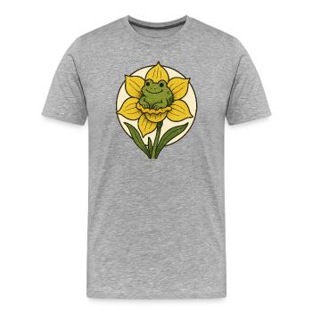 Frog in a Sunny Daffodil Bloom - Men's Premium Organic T-Shirt - heather grey - Front - Damien (186cm)