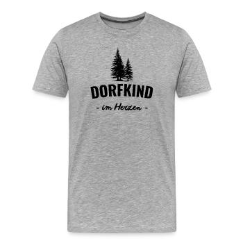 Dorfkind im Herzen - Männer Premium Bio T-Shirt - Grau meliert - Vorne - Damien (186cm)