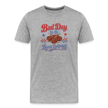Mauvaise journée pour être des sucettes d’agneau Grill drôle au barbecue - T-shirt bio Premium Homme - gris chiné - Devant - Damien (186cm)