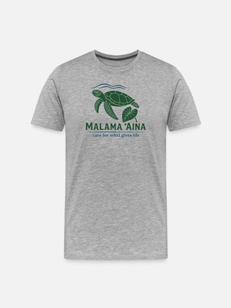 Malama Aina Turtle - Men's Premium Organic T-Shirt - heather grey