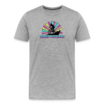 90s Neon Shred The Gnar Mountain Biker - Men's Premium Organic T-Shirt - heather grey - Front - Damien (186cm)