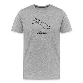 Grüße vom Bodensee Souvenir T-Shirt Urlaub - Männer Premium Bio T-Shirt - Grau meliert - Vorne - Damien (186cm)