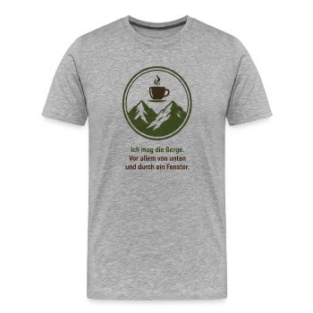 Ich mag die Berge - Männer Premium Bio T-Shirt - Grau meliert - Vorne - Damien (186cm)