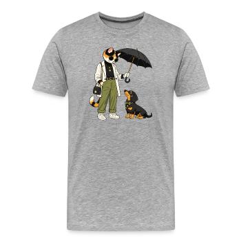Katzenstil Streetwear mit Hund - Männer Premium Bio T-Shirt - Grau meliert - Vorne - Damien (186cm)