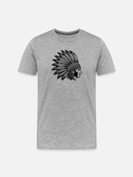 Coiffe indienne - T-shirt bio Premium Homme - gris chiné