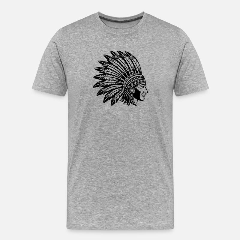 Indischer Kopfschmuck - Männer Premium Bio T-Shirt - Grau meliert