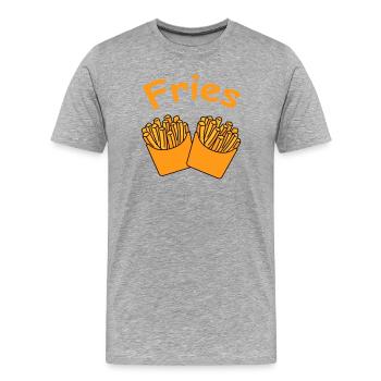 Fries Duo Cartoon YellowOrange - Men's Premium Organic T-Shirt - heather grey - Front - Damien (186cm)