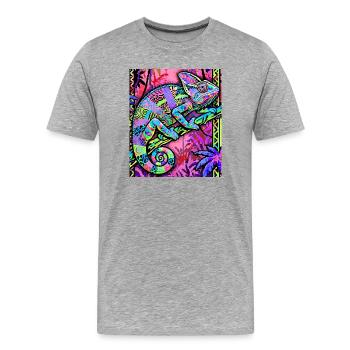 caméléon - T-shirt bio Premium Homme - gris chiné - Devant - Damien (186cm)