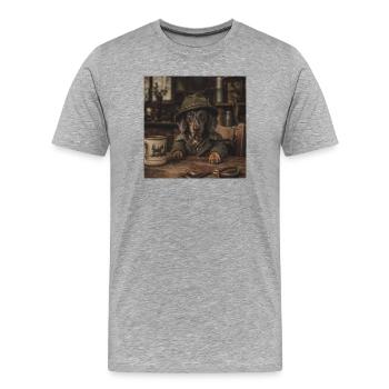 Le teckel sur le terrain de chasse – chasse dans le style - T-shirt bio Premium Homme - gris chiné - Devant - Damien (186cm)