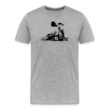Dampflok Skizze - Männer Premium Bio T-Shirt - Grau meliert - Vorne - Damien (186cm)