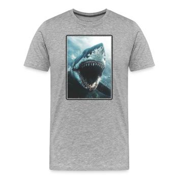 Haie Hai - Männer Premium Bio T-Shirt - Grau meliert - Vorne - Damien (186cm)