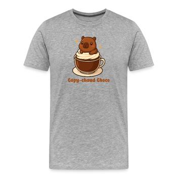 Capy-chaud Choco Capybara Hot Chocolate Kawaii - Men's Premium Organic T-Shirt - heather grey - Front - Damien (186cm)